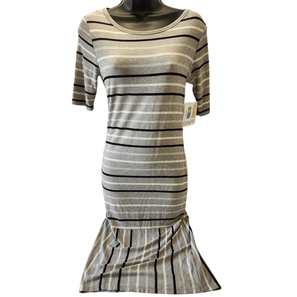 NWT LuLaRoe Julia Form Fitting Knee Length Striped Knit Dress‎ Womens XS